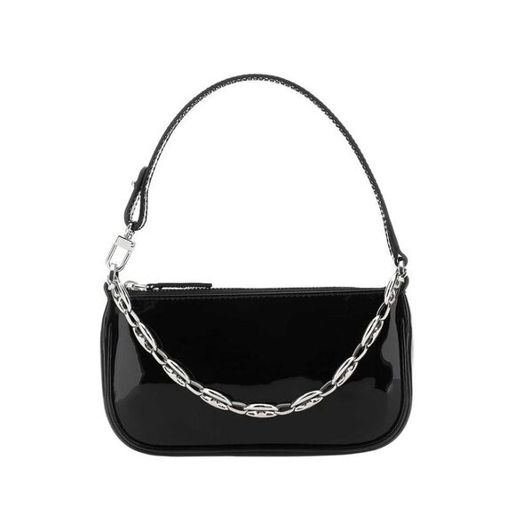BY FAR Handbags - BY FAR Patent Finish Shoulder Bag with Chain Detail Women NEUTRALS Handbags